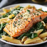 Creamy Cajun Salmon Penne with Spinach