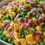 Pea Salad with Red Onions and Cheese