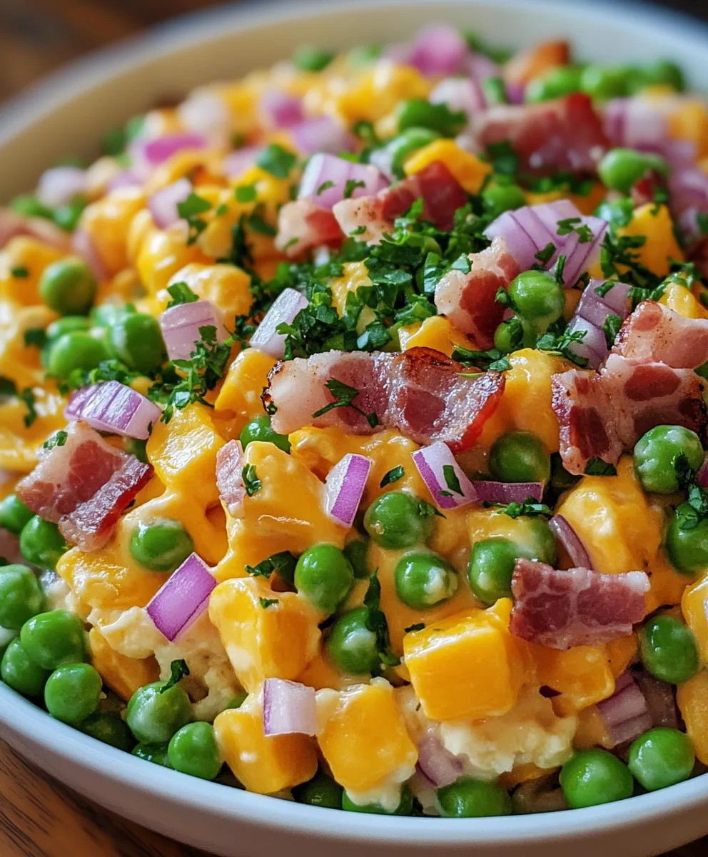 Pea Salad with Red Onions and Cheese