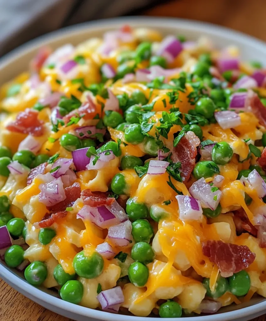 Pea Salad with Red Onions and Cheese