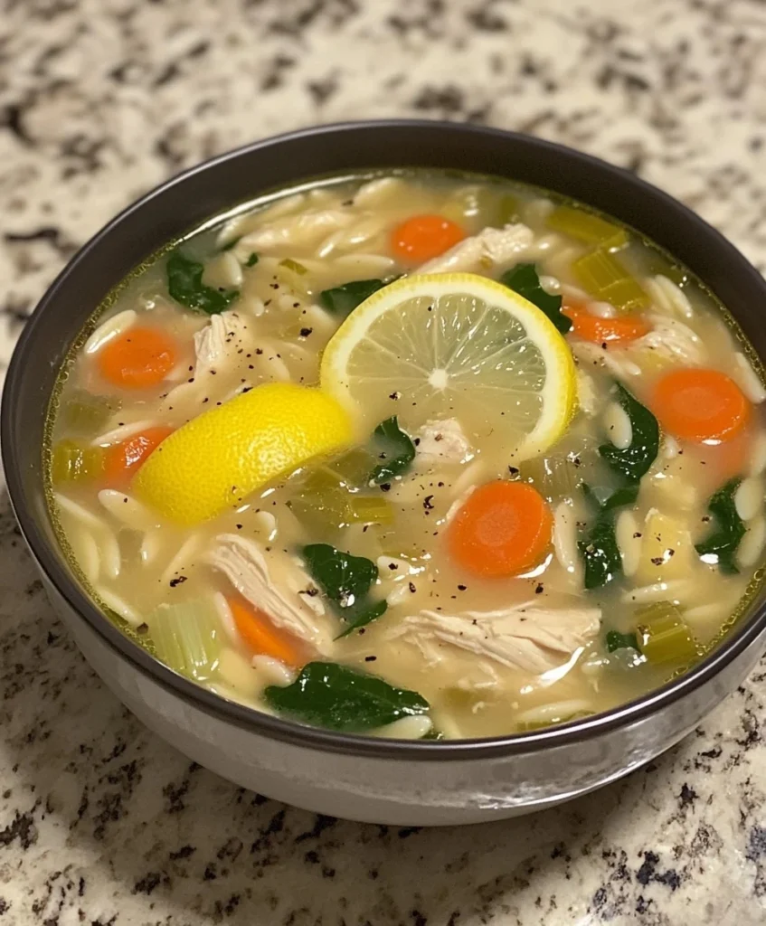 Lemon Chicken Orzo Soup