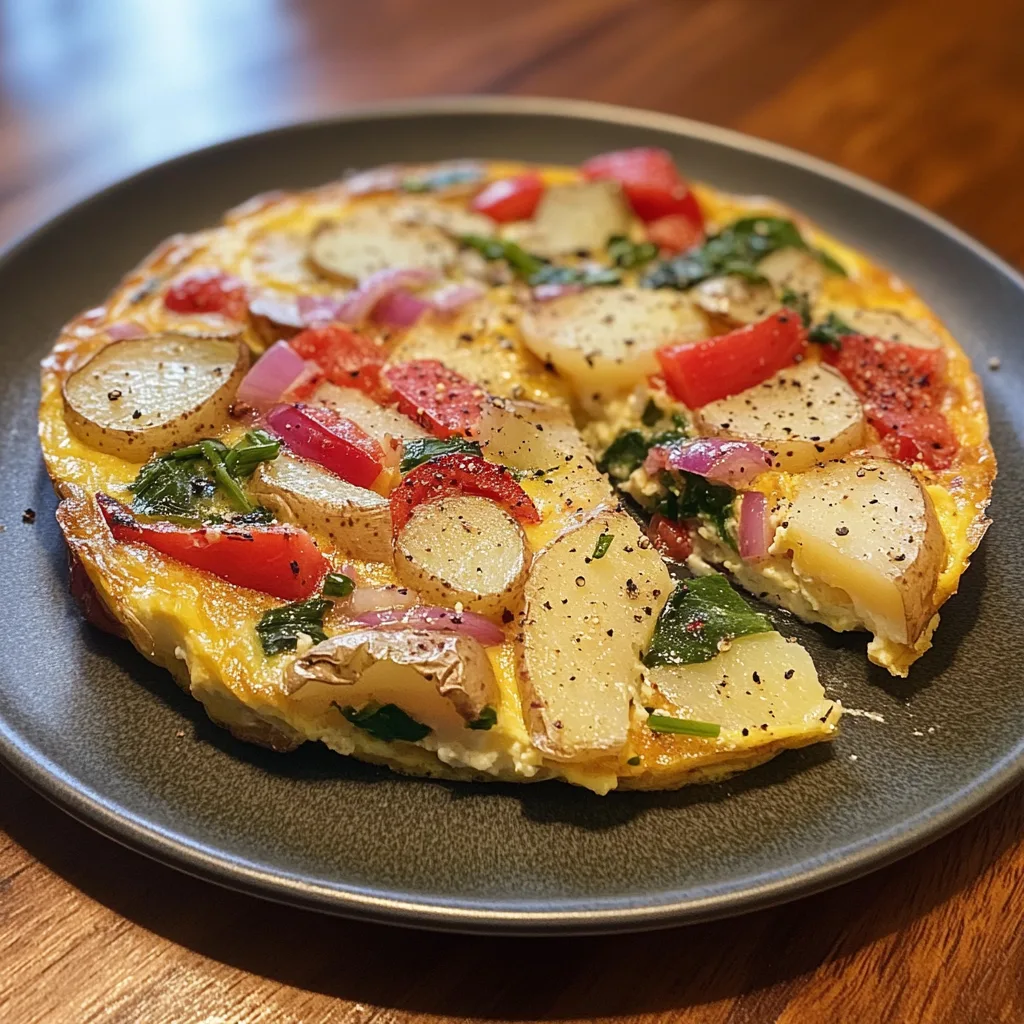 Frittata with Potatoes, Red Peppers, and Spinach