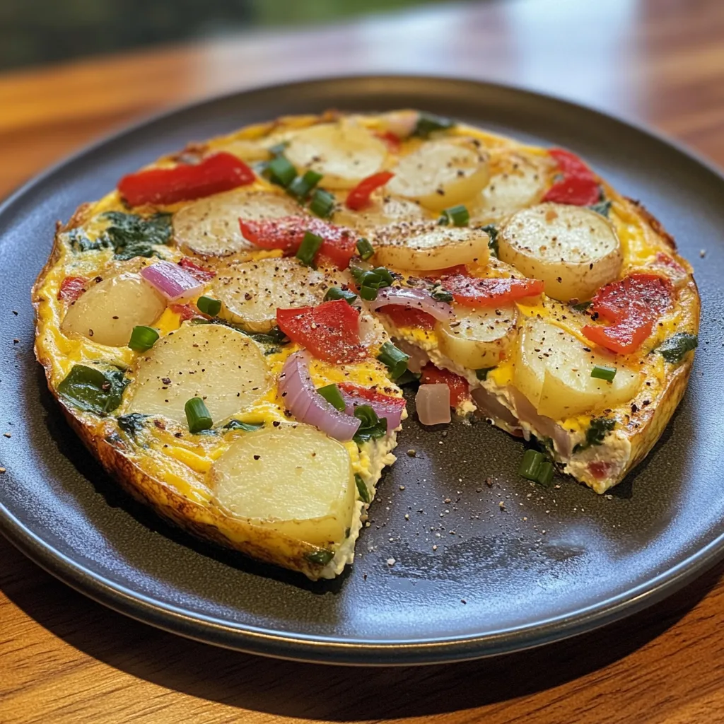 Frittata with Potatoes, Red Peppers, and Spinach