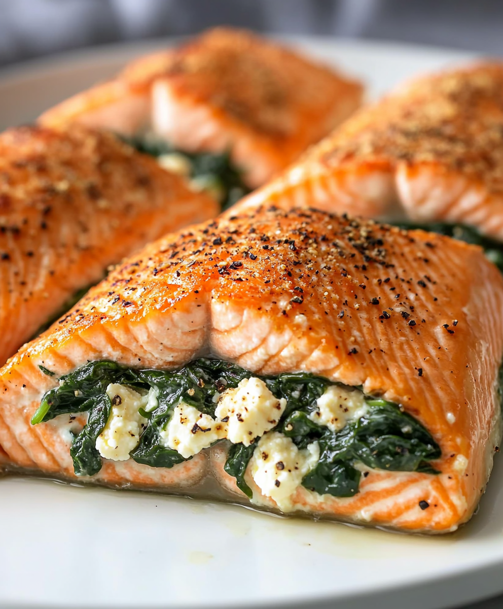 Stuffed Salmon With Spinach & Feta