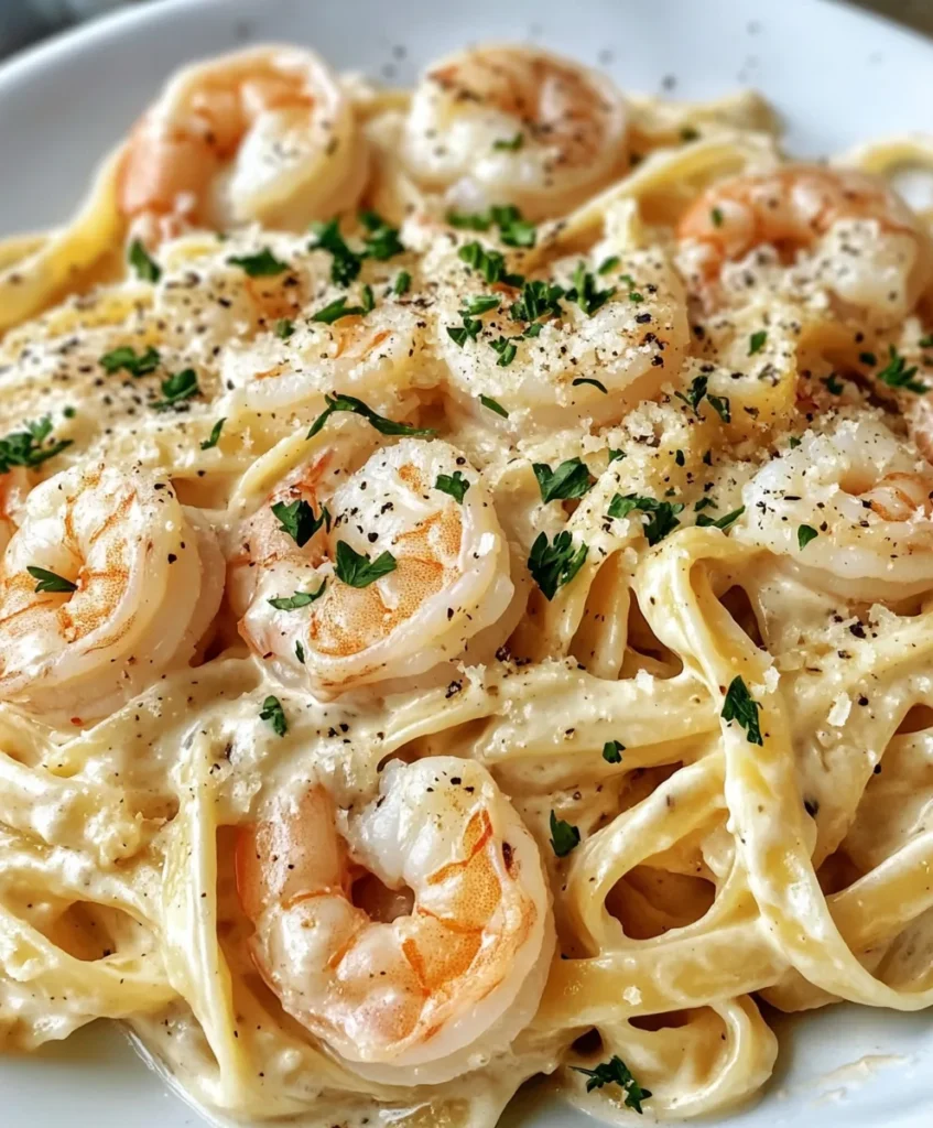 Creamy Shrimp Fettuccine Pasta With Homemade Alfredo Sauce