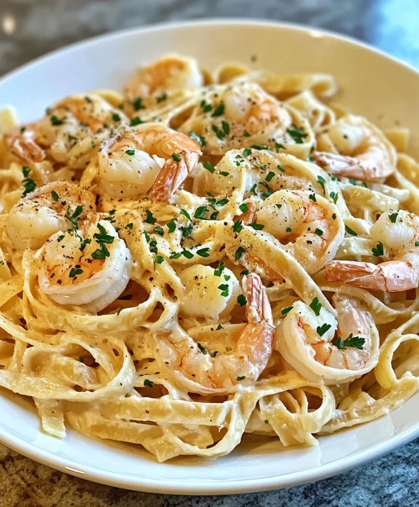 Creamy Shrimp Fettuccine Pasta With Homemade Alfredo Sauce