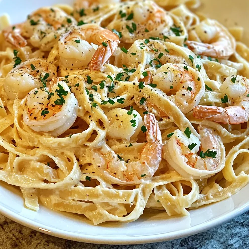 Creamy Shrimp Fettuccine Pasta With Homemade Alfredo Sauce