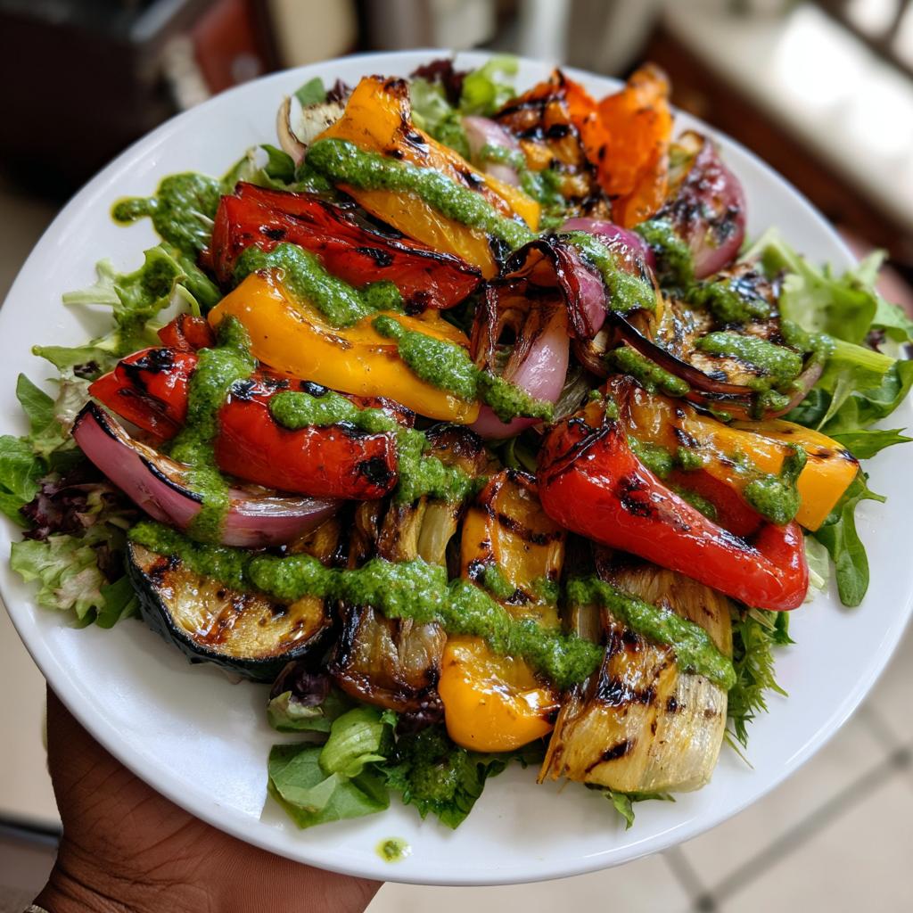 Grilled Vegetable Salad with Basil Dressing