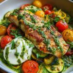 Pesto Chicken & Vegetable Skillet with Burrata