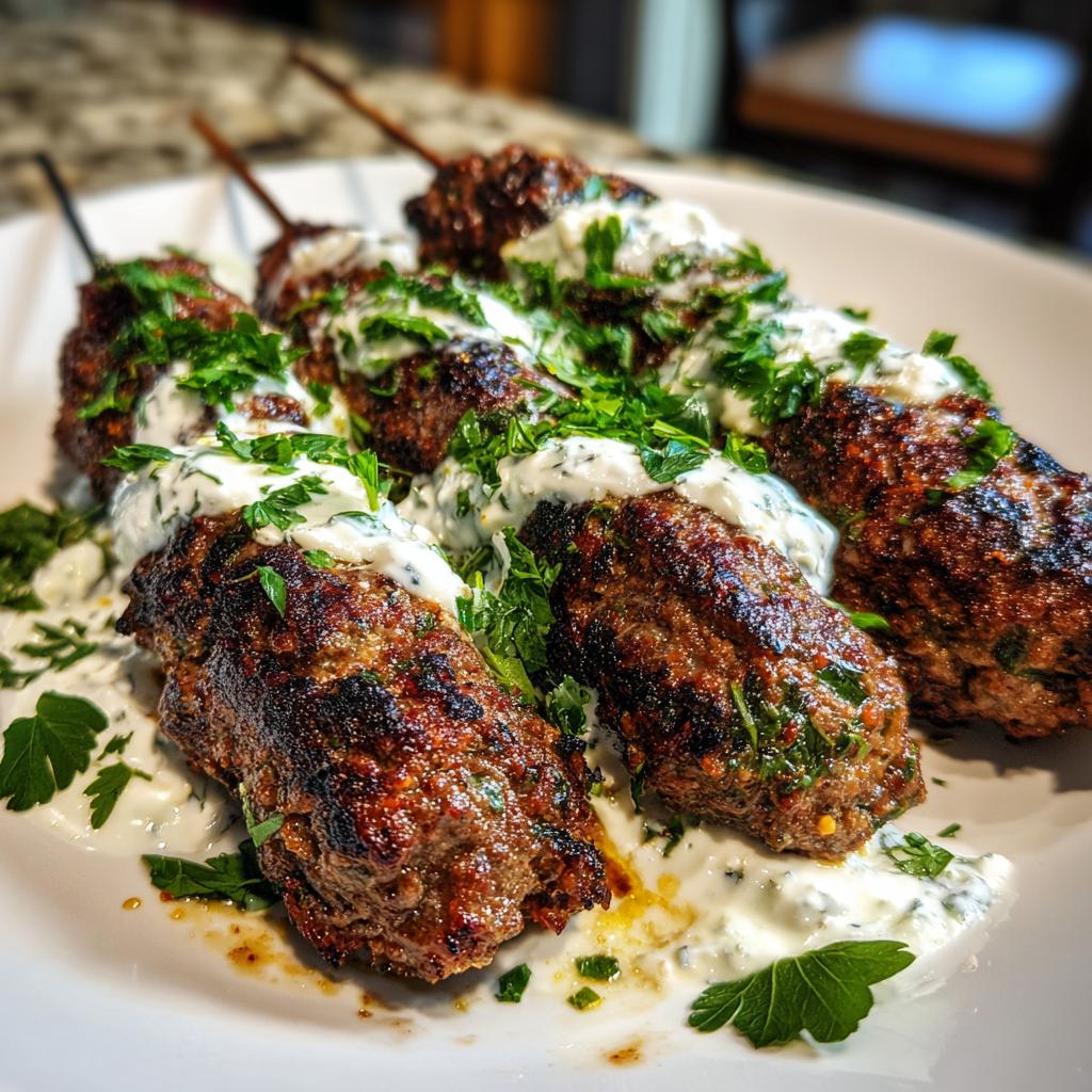 Beef Kofta Kebabs with Tzatziki Sauce