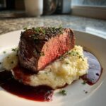 Beef Tenderloin in Red Wine Reduction with Garlic Mashed Potatoes