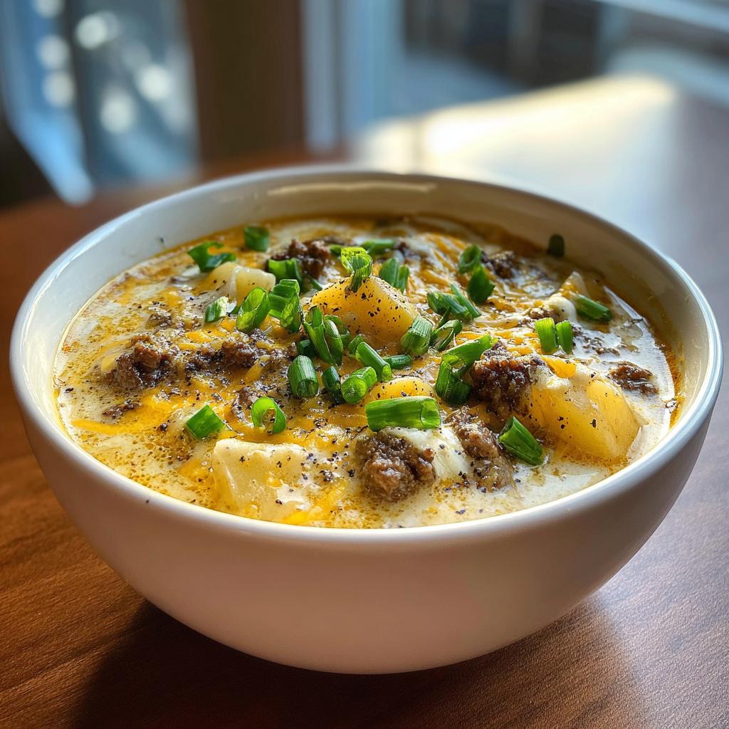 Cheeseburger Soup - detail 1