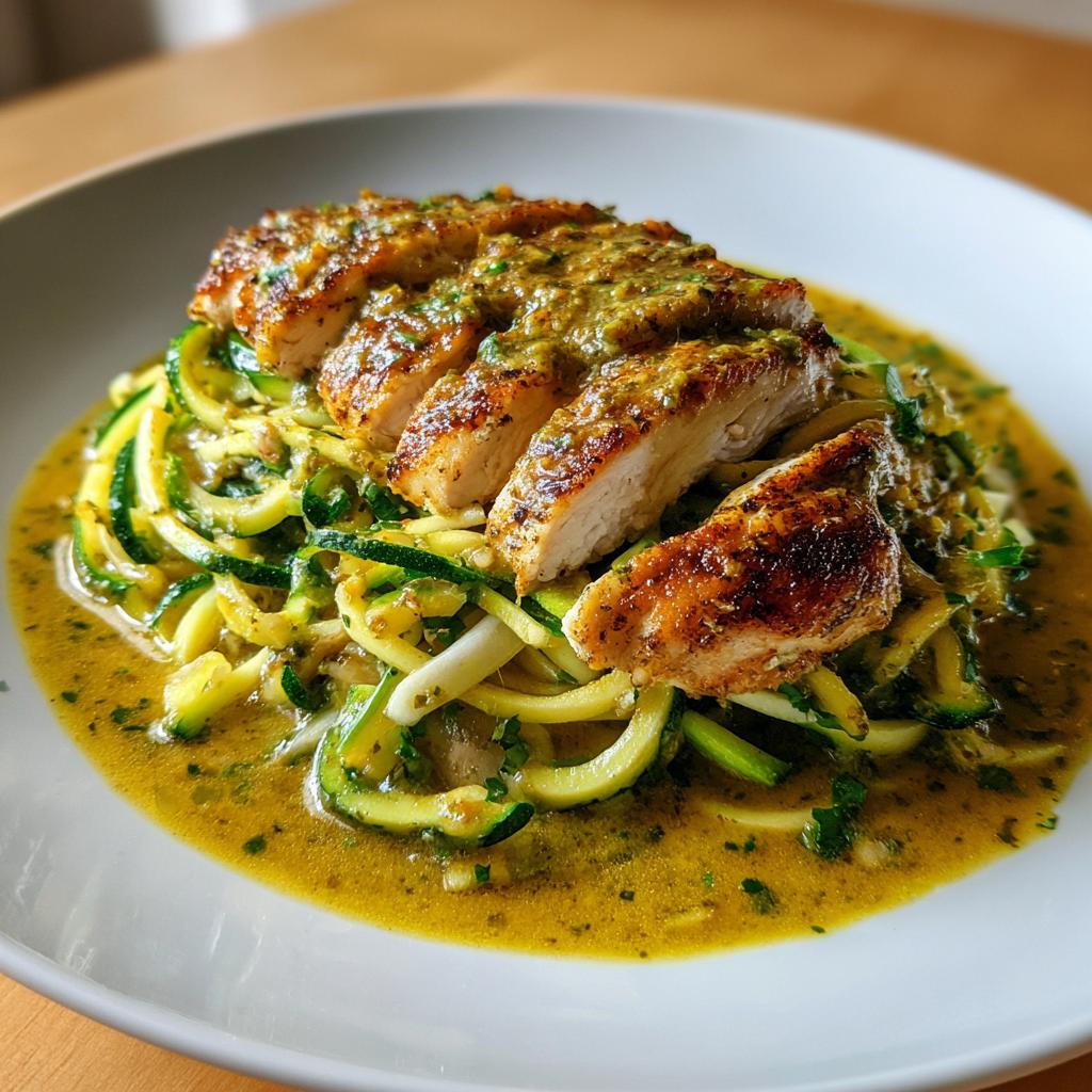 Chicken Breast in Creamy Pesto Sauce with Zucchini Noodles - detail 1