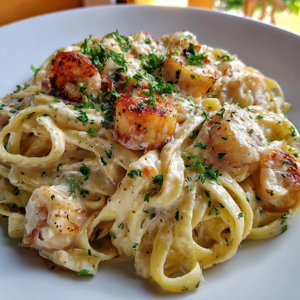 Creamy Seafood Alfredo Pasta - detail 1