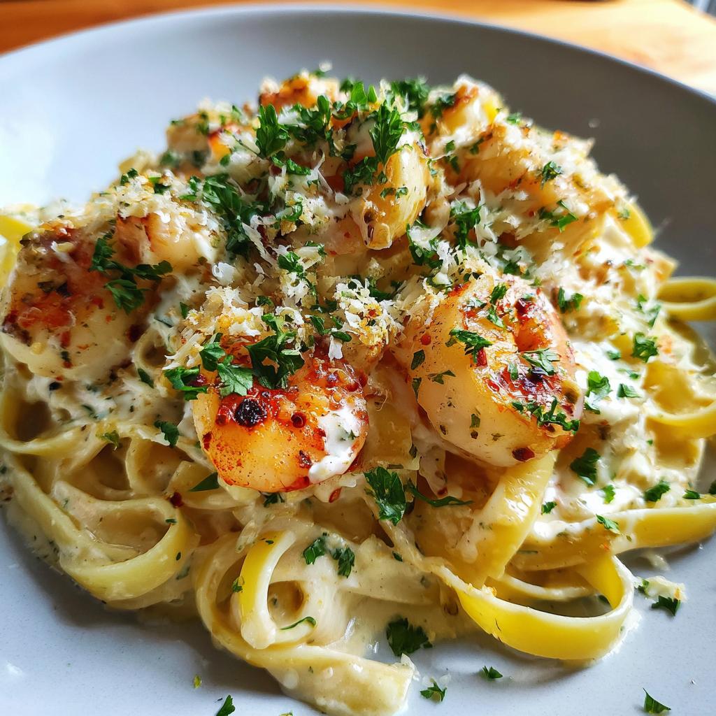 Creamy Seafood Alfredo Pasta