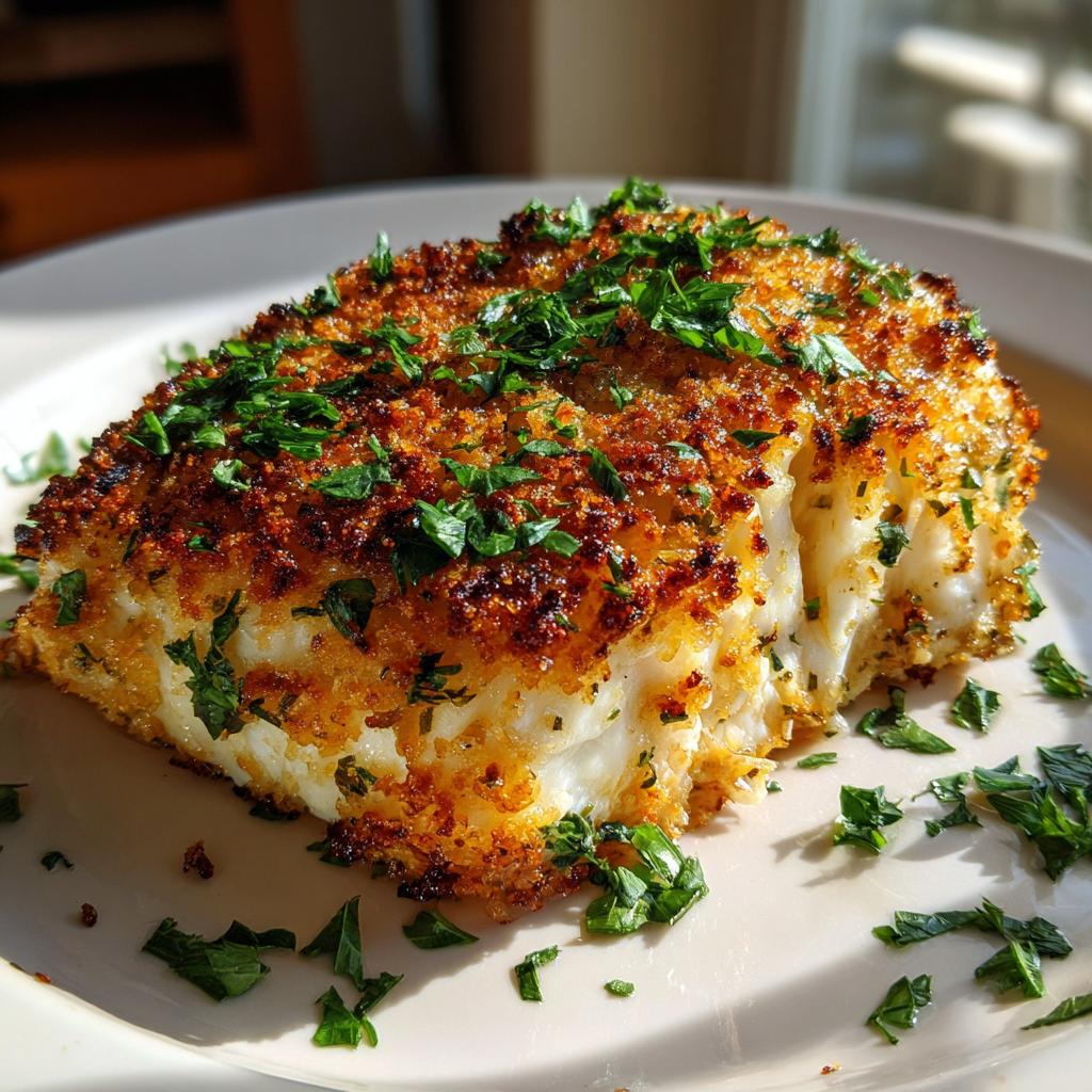 Garlic Parmesan Crusted Halibut