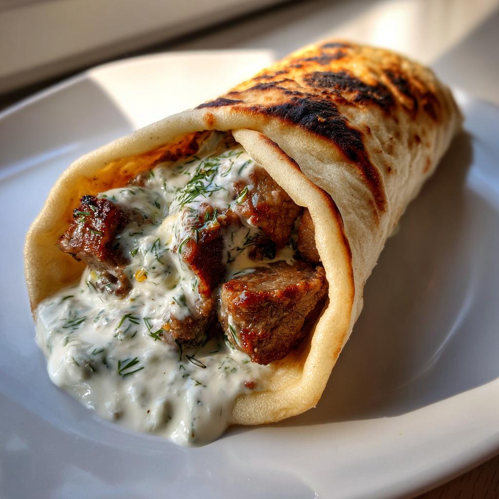 Greek Lamb Pita Wraps with Homemade Tzatziki - detail 1
