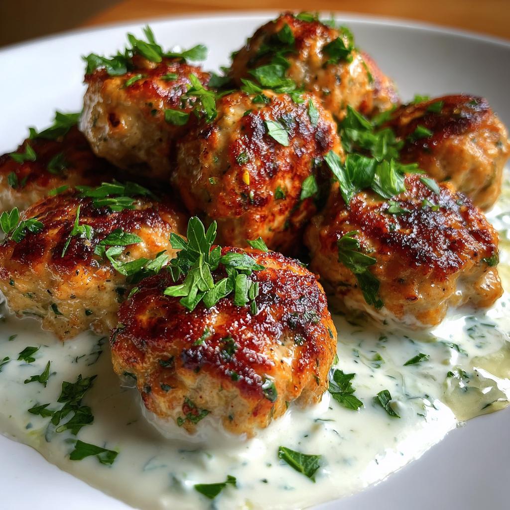 Greek Turkey Meatballs with Cucumber Yogurt Sauce
