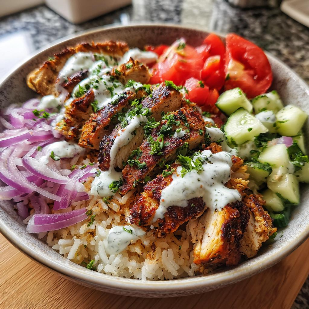 Grilled Chicken Shawarma Bowls with Garlic Sauce