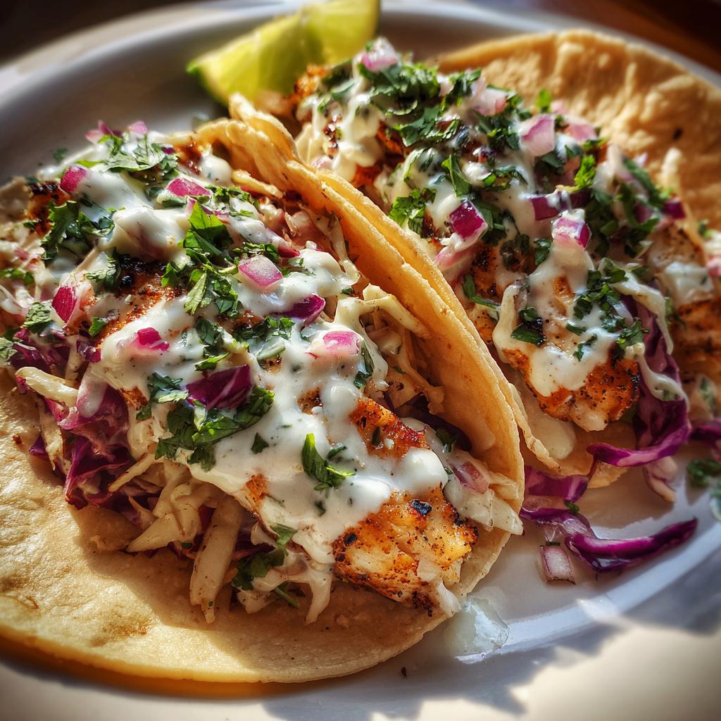 Grilled Fish Tacos with Cabbage Slaw