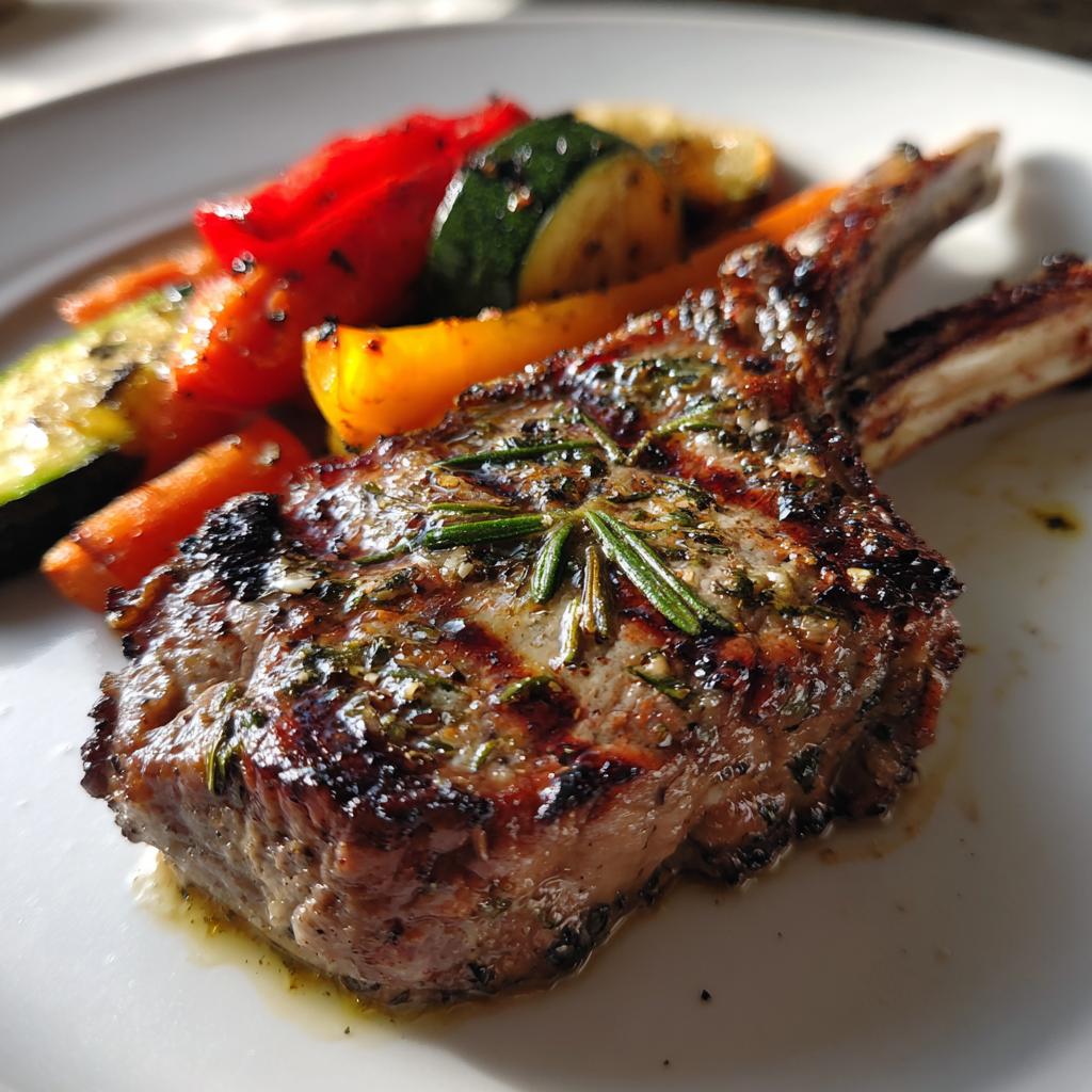 Grilled Lamb Chops in Rosemary Garlic Butter with Roasted Veggies - detail 1