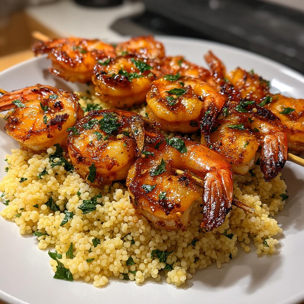 Grilled Shrimp Skewers with Spicy Garlic-Lime Marinade and Couscous - detail 1