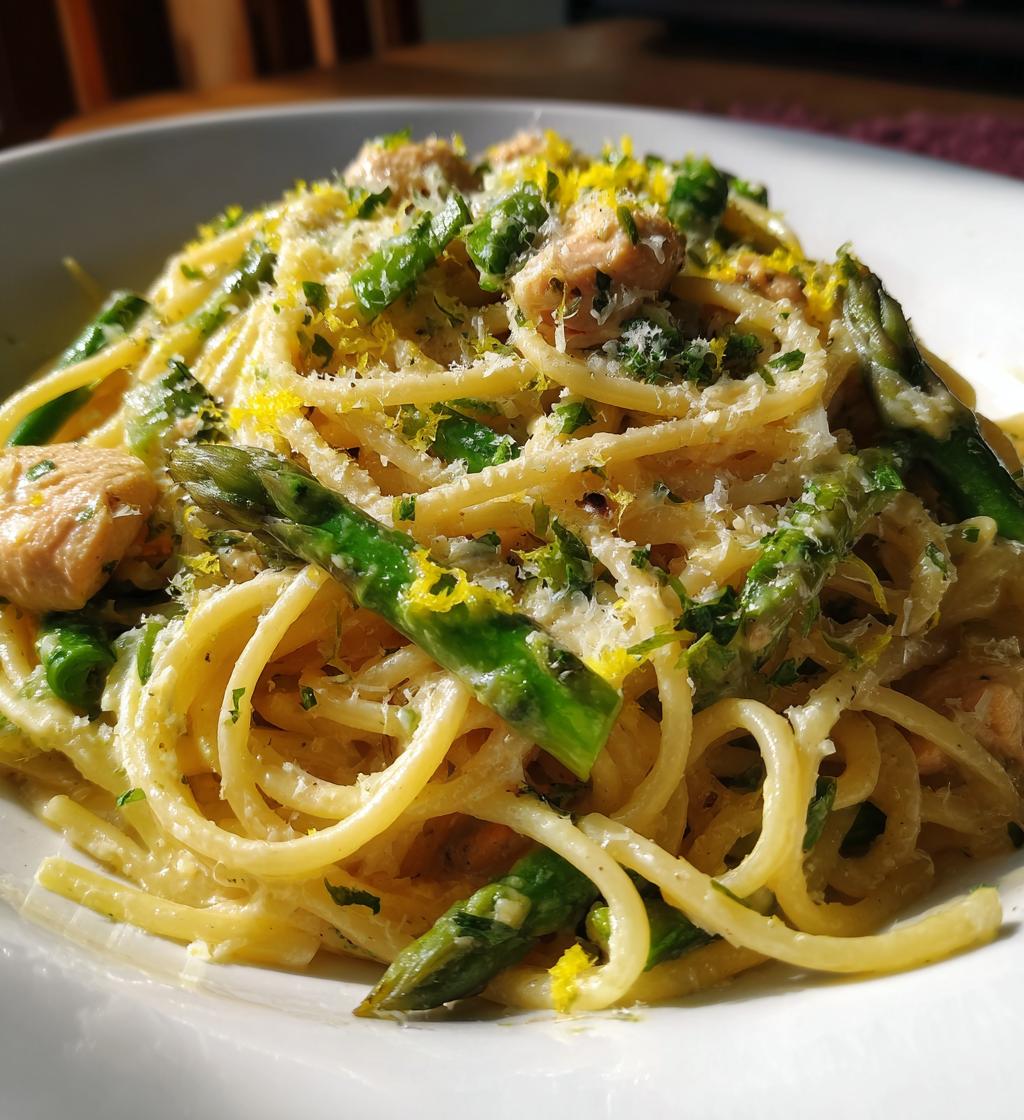 Lemon Asparagus and Chicken Pasta