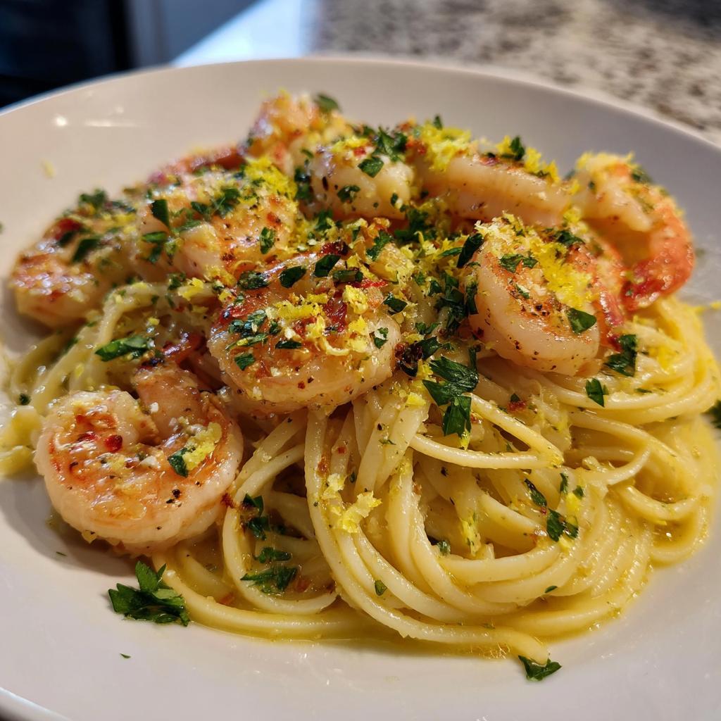 Lemon Butter Pasta with Shrimp - detail 1