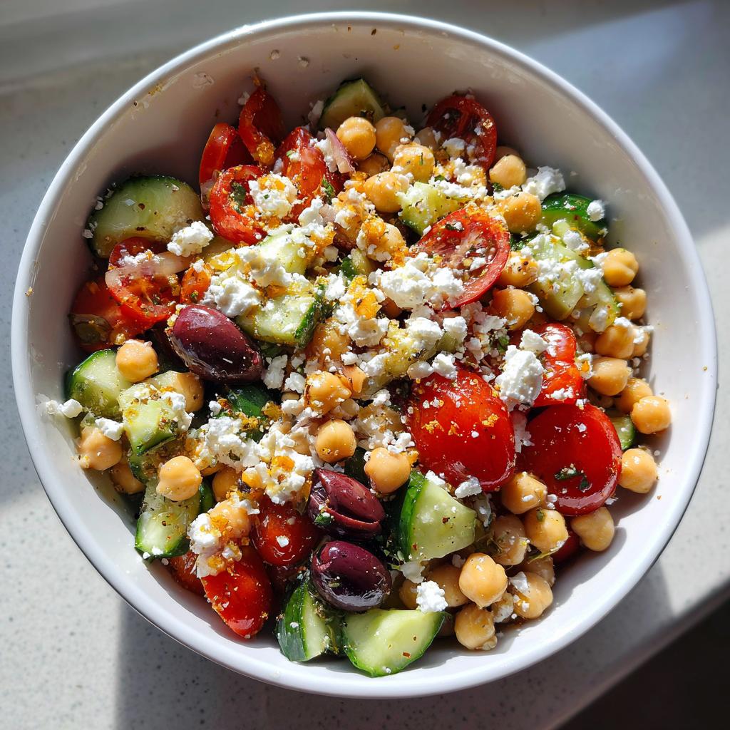 Mediterranean Chickpea Salad with Feta and Olives - detail 1