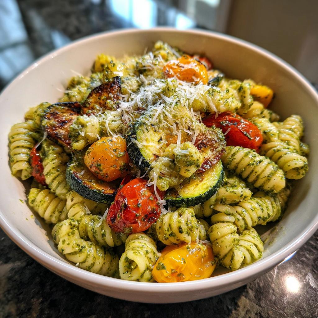 Pesto Pasta with Roasted Veggies