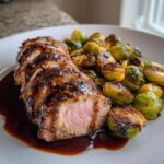 Pork Tenderloin in Balsamic Glaze with Roasted Brussels Sprouts