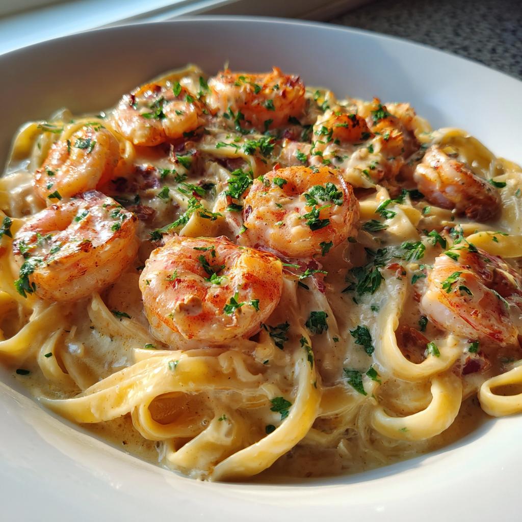 Shrimp in Creamy Cajun Alfredo Sauce with Fettuccine - detail 1