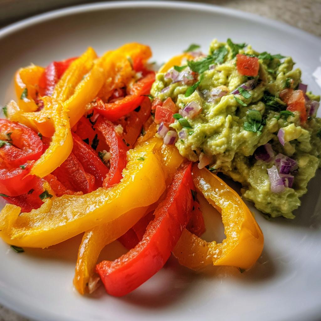 Sliced Bell Peppers with Guacamole - detail 1