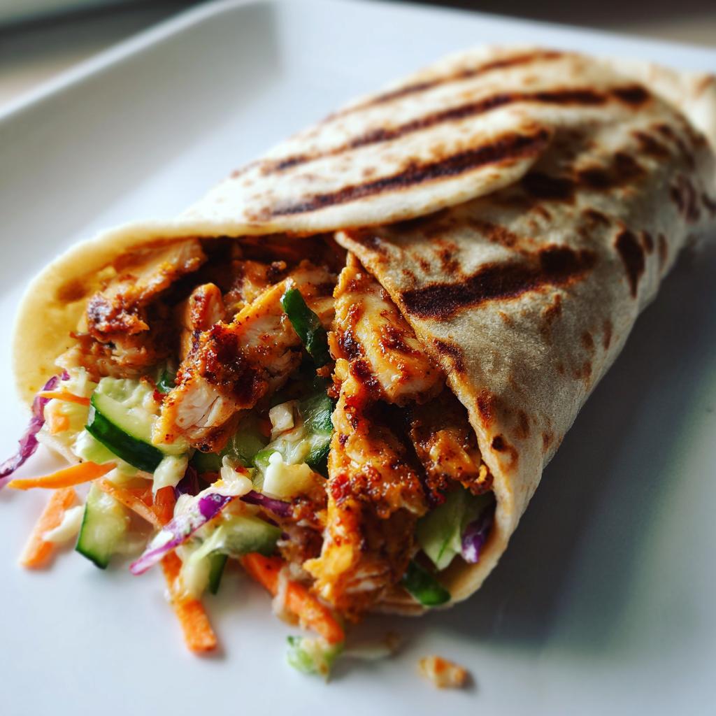 Spicy Harissa Chicken Wraps with Cucumber Slaw - detail 1