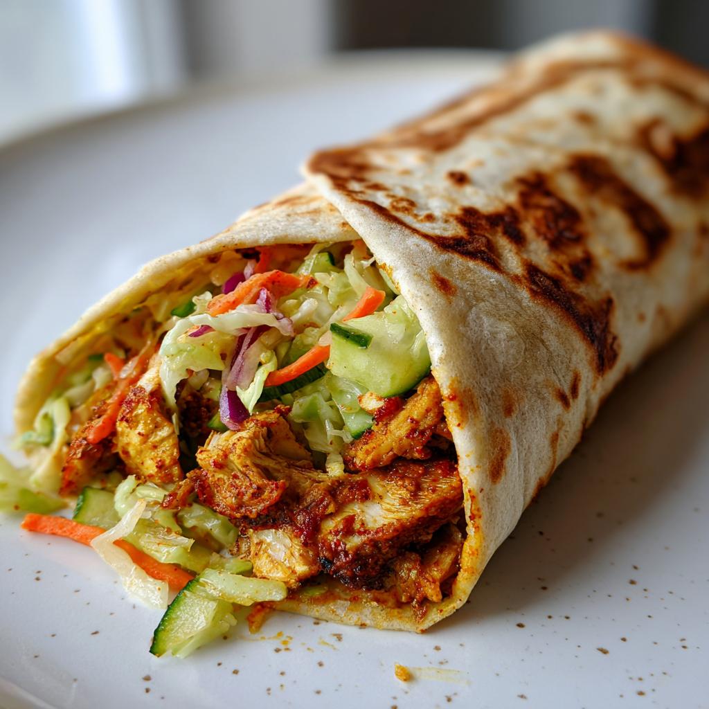 Spicy Harissa Chicken Wraps with Cucumber Slaw
