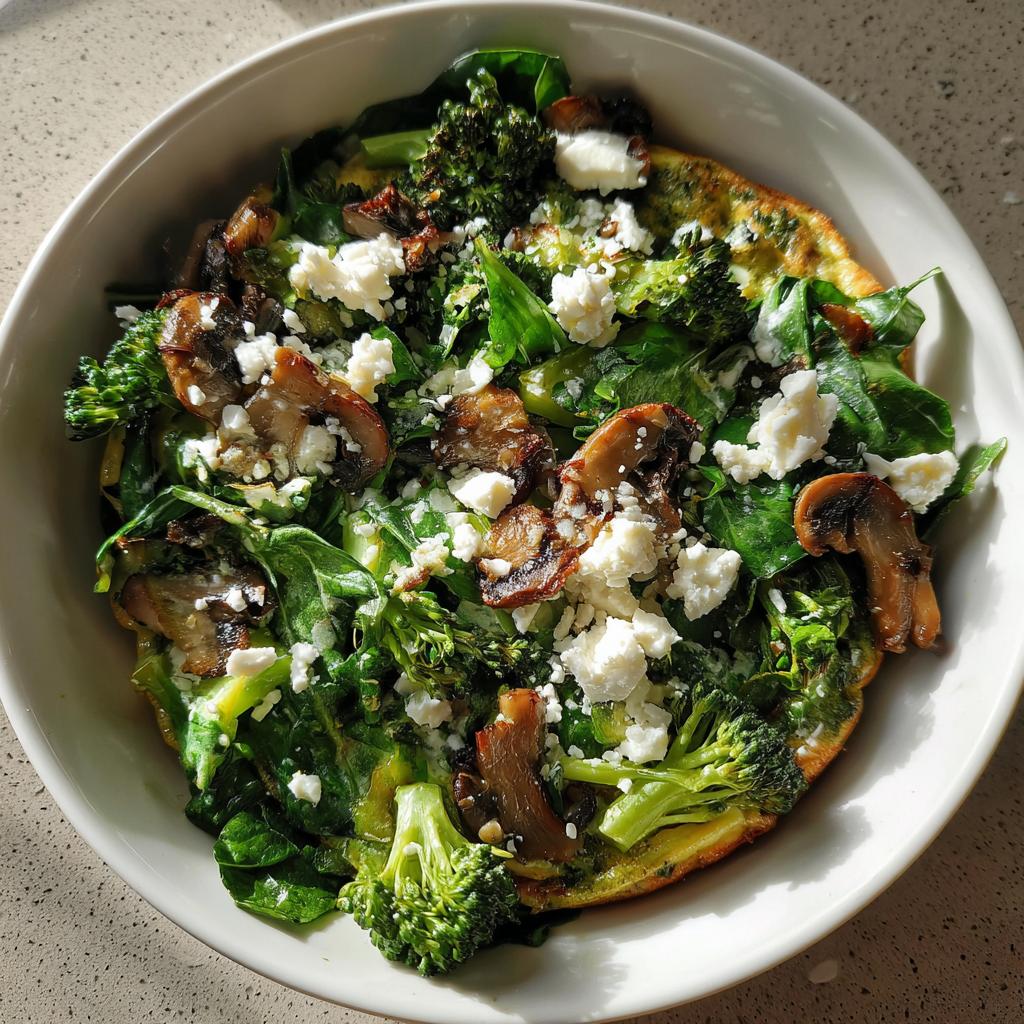 Spinach, Broccoli & Mushroom Quiche Salad - detail 1