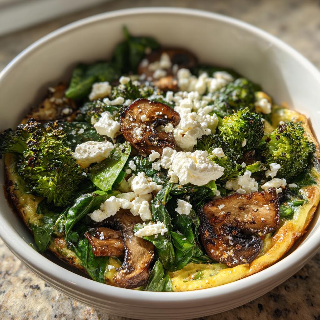 Spinach, Broccoli & Mushroom Quiche Salad