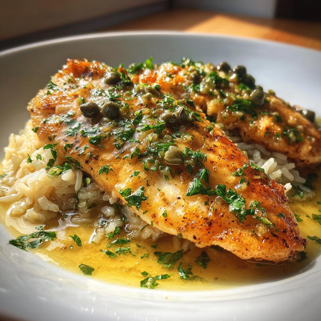 Tilapia Fillet in Lemon Caper Sauce with Wild Rice - detail 1