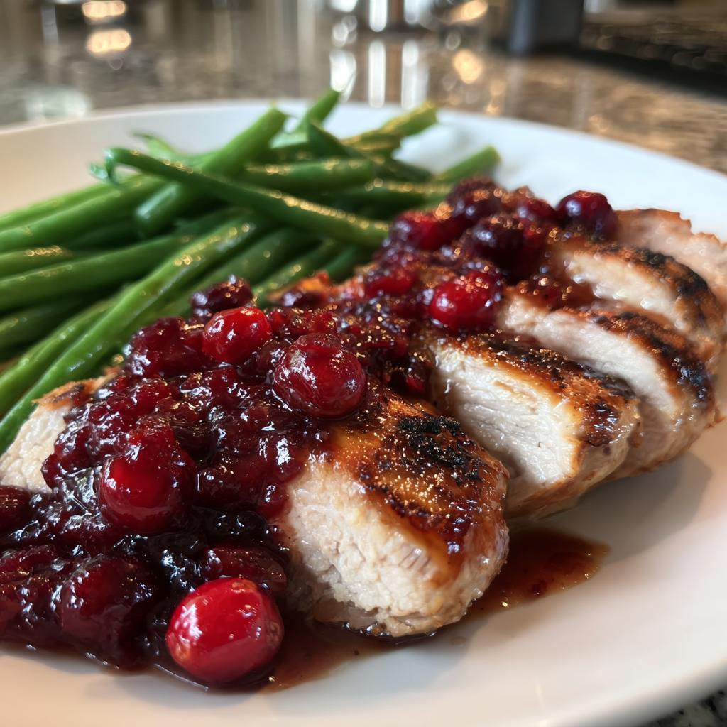 Turkey Breast in Cranberry Orange Sauce with Green Beans - detail 1