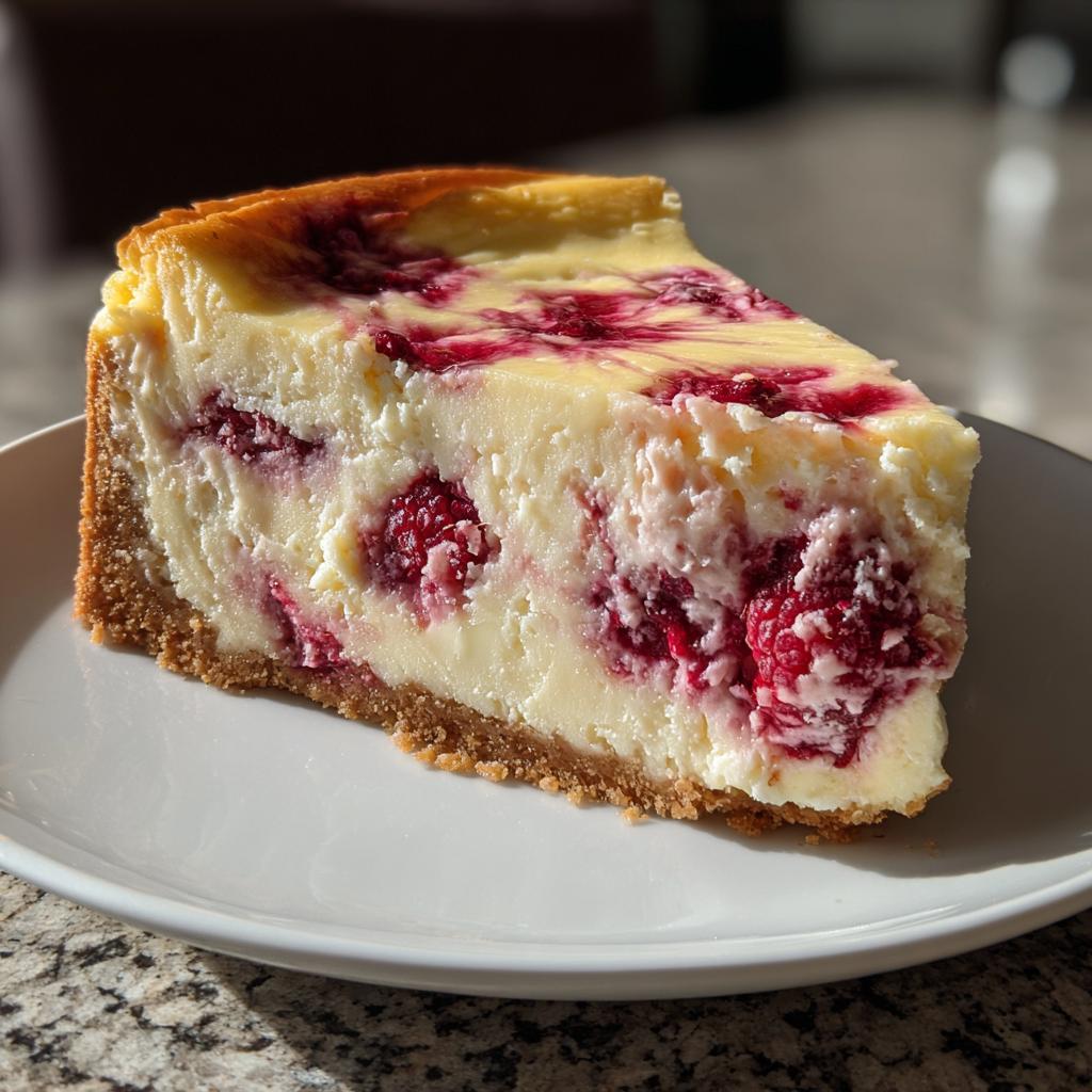 White Chocolate Raspberry Cheesecake - detail 1