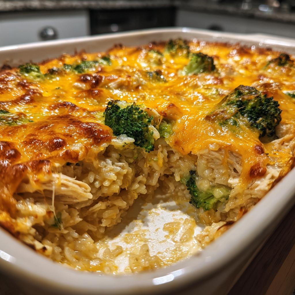 cheesy chicken rice and broccoli casserole - detail 1