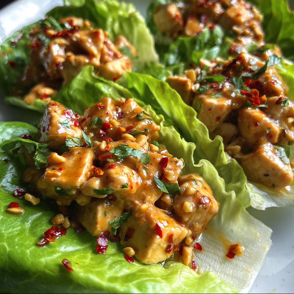 chicken peanut lettuce wraps