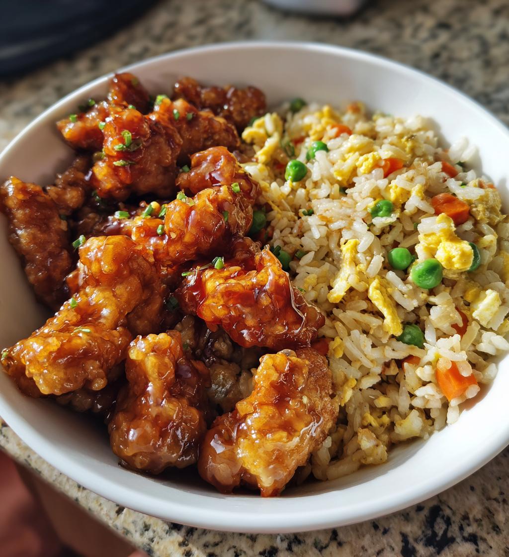 orange chicken and fried rice - detail 1