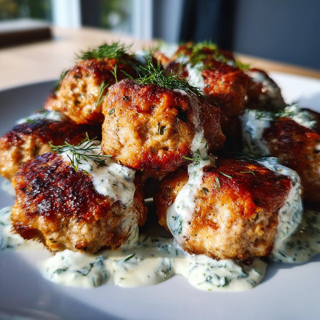 Baked Chicken Kofta Meatballs with Herb Yogurt - detail 1