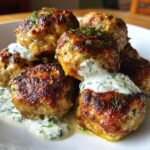 Baked Chicken Kofta Meatballs with Herb Yogurt