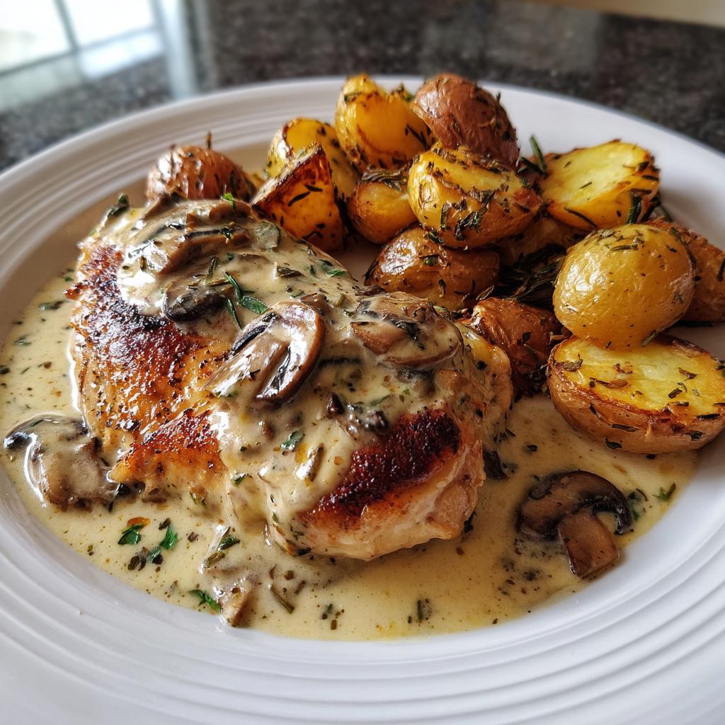 Creamy Mushroom Chicken with Herb Roasted Potatoes - detail 1