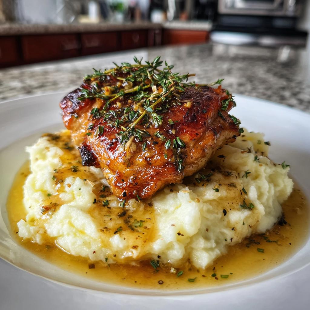 Garlic-Butter Chicken Thighs with Mashed Potatoes