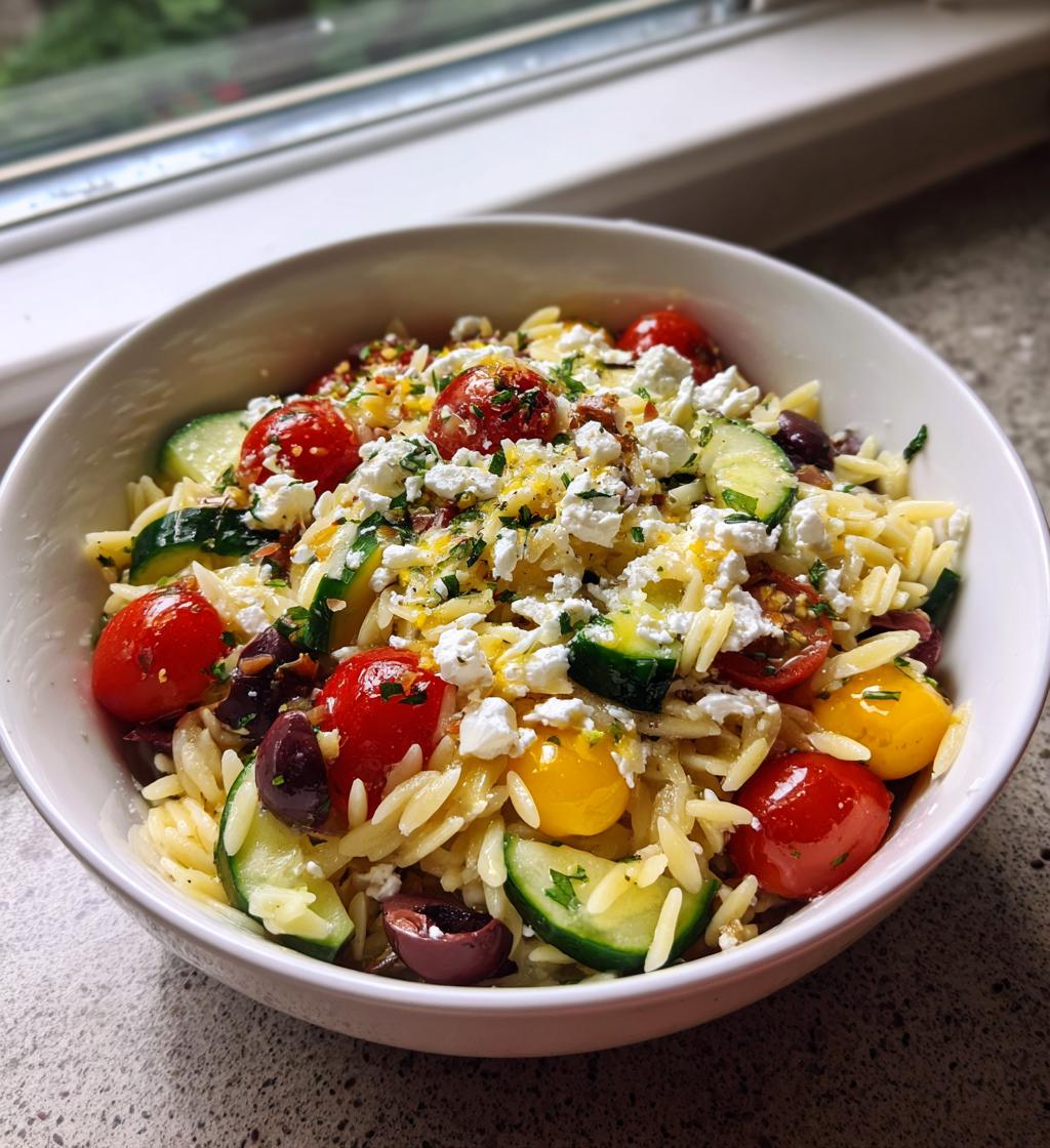 Greek Orzo Salad with Kalamata Olives and Feta
