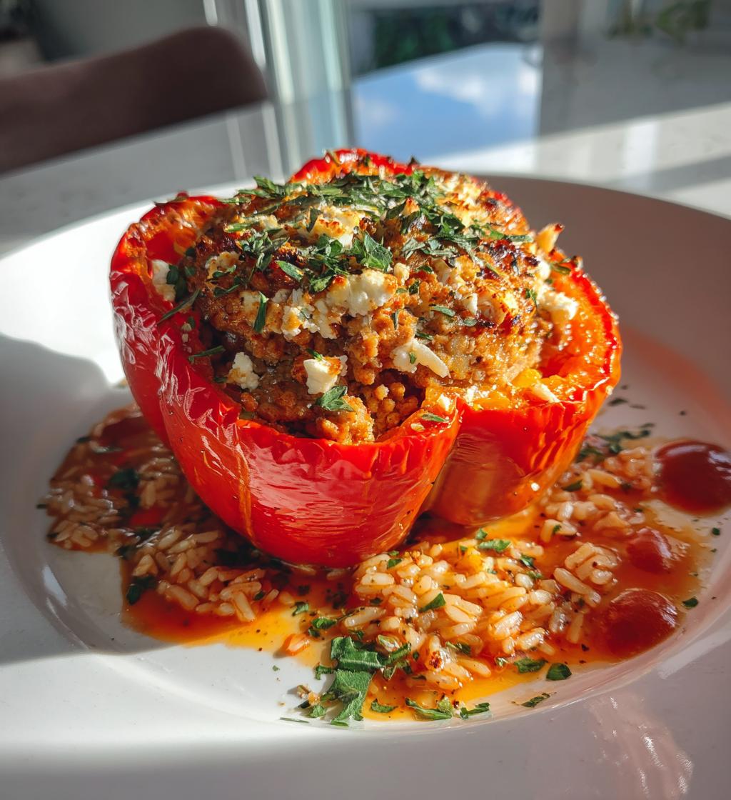 Greek Stuffed Peppers with Ground Turkey and Feta - detail 1
