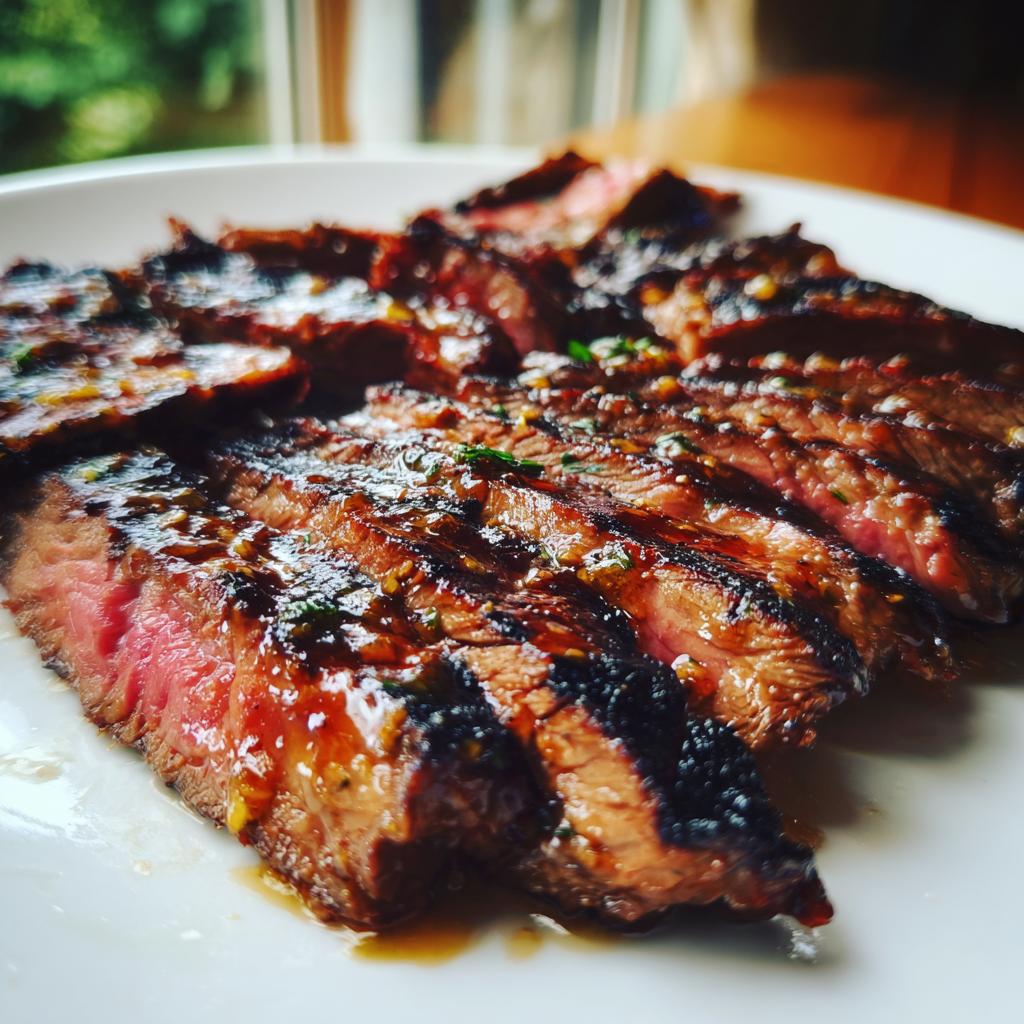 Grilled Skirt Steak with Honey-Garlic Marinade